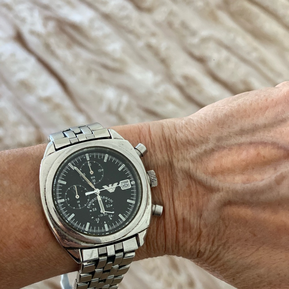 🔥Armani super rare limited Silver Chronograph Men's Watch